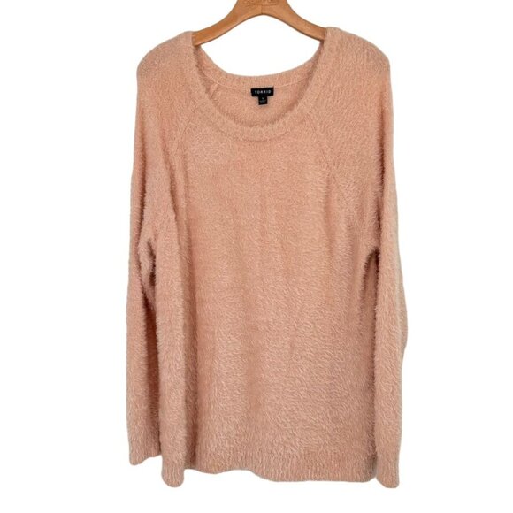 Torrid Womens blush Pink Fluffy Knit Sweater Size 1X Cotton Blend plus - Picture 2 of 13